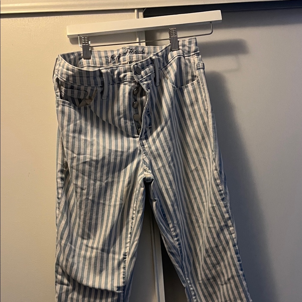 Universal Thread Blue and White Striped Women Jeans